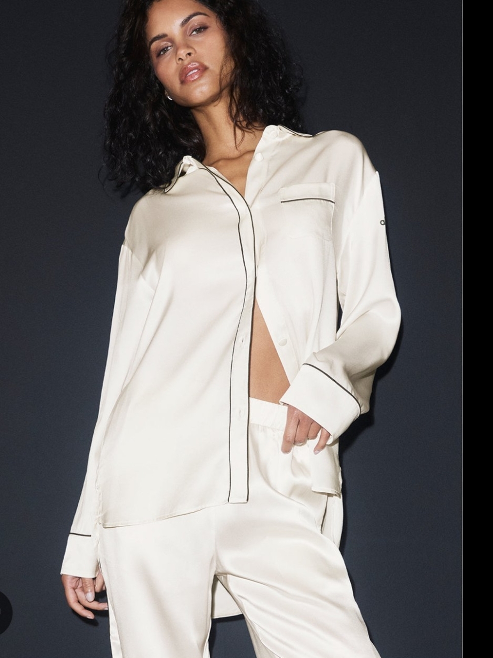 Alo Atelier Courchevel Silk Pajama Set Ivory Worn Twice